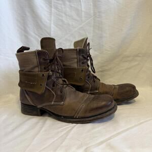 Bed Stu Brown Leather Lace Up Combat Boots Mens 10 Distressed Handmade